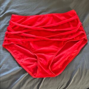 High-Waisted Red Bikini Bottom
